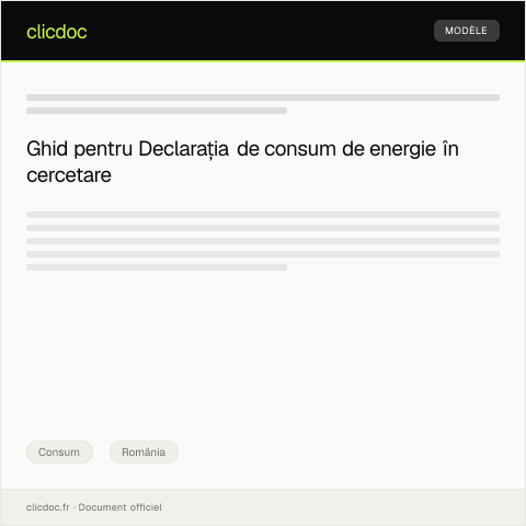 Document preview: Declarație pentru consumul de energie pentru proiecte de cercetare — Consum, România